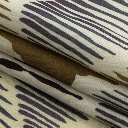 Viscose Twill Panel - Navy and Olive Abstracted Floral - Mood Exclusive Texture Transverse Folded