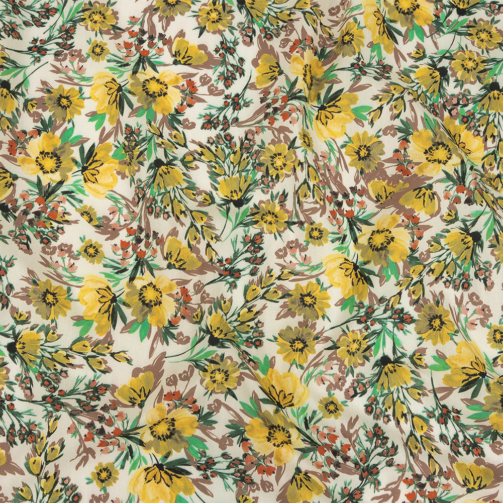 Cotton Poplin Print - Yellow Floral - Mood Exclusive Whimsical Woods