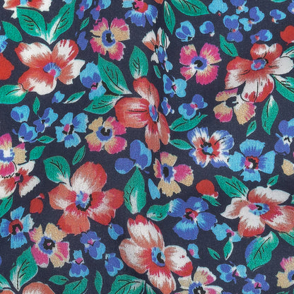 Cotton Poplin Print - Navy and Red Floral - Mood Exclusive Blooming Heat Detail