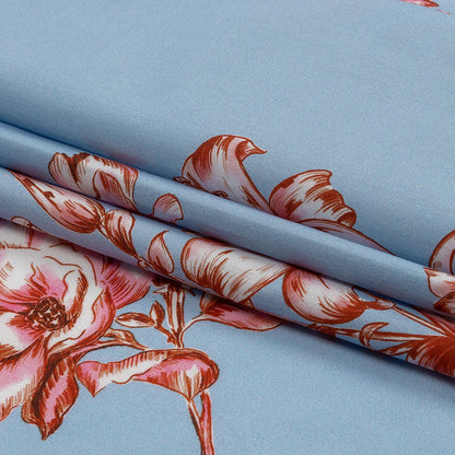 Cotton Poplin Print - Baby Blue and Pink Floral - Mood Exclusive Passion and Prosperity Folded