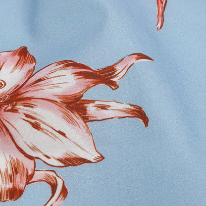 Cotton Poplin Print - Baby Blue and Pink Floral - Mood Exclusive Passion and Prosperity Detail