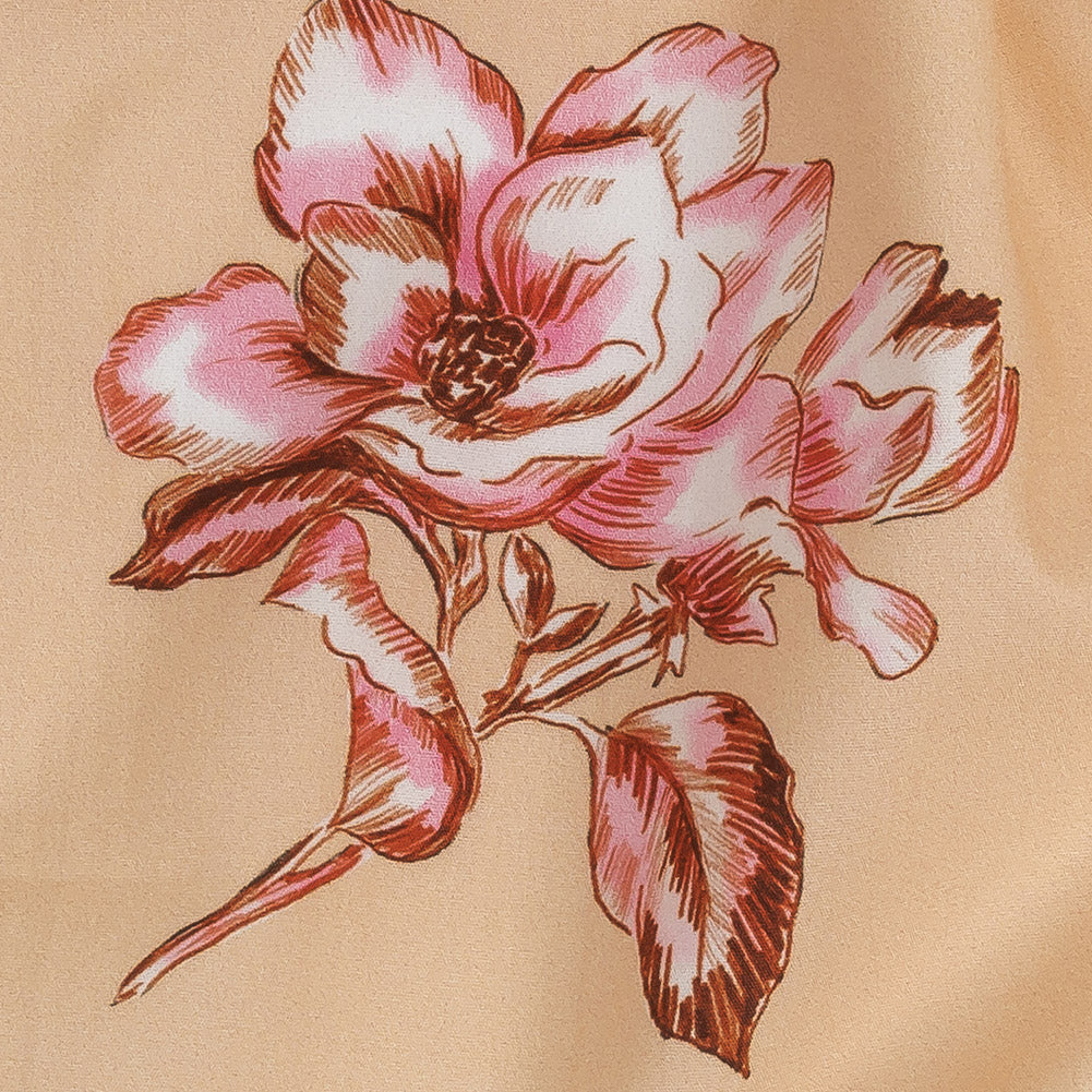 Cotton Poplin Print - Peach and Pink Floral - Mood Exclusive Passion and Prosperity Detail