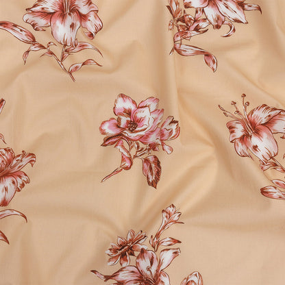 Cotton Poplin Print - Peach and Pink Floral - Mood Exclusive Passion and Prosperity