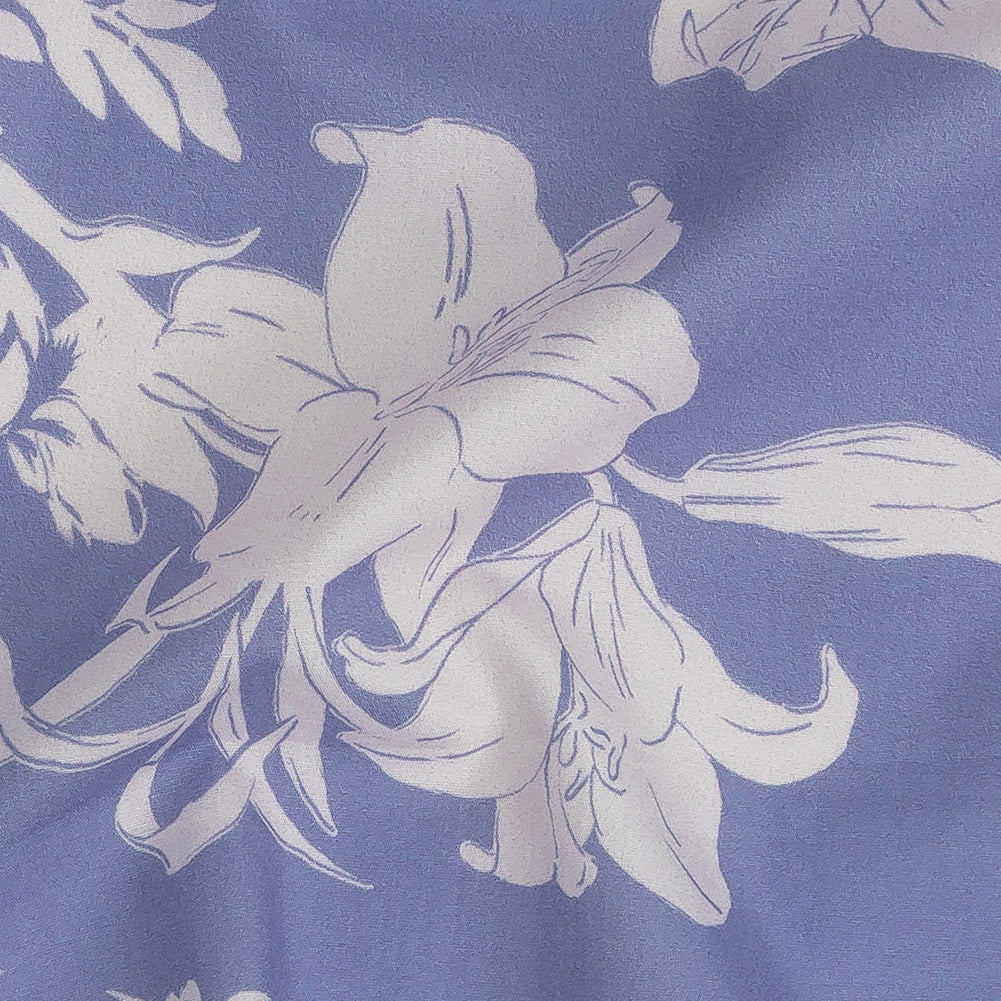 Cotton Poplin Print - Lilac and White Floral - Mood Exclusive Daylily Haze Detail
