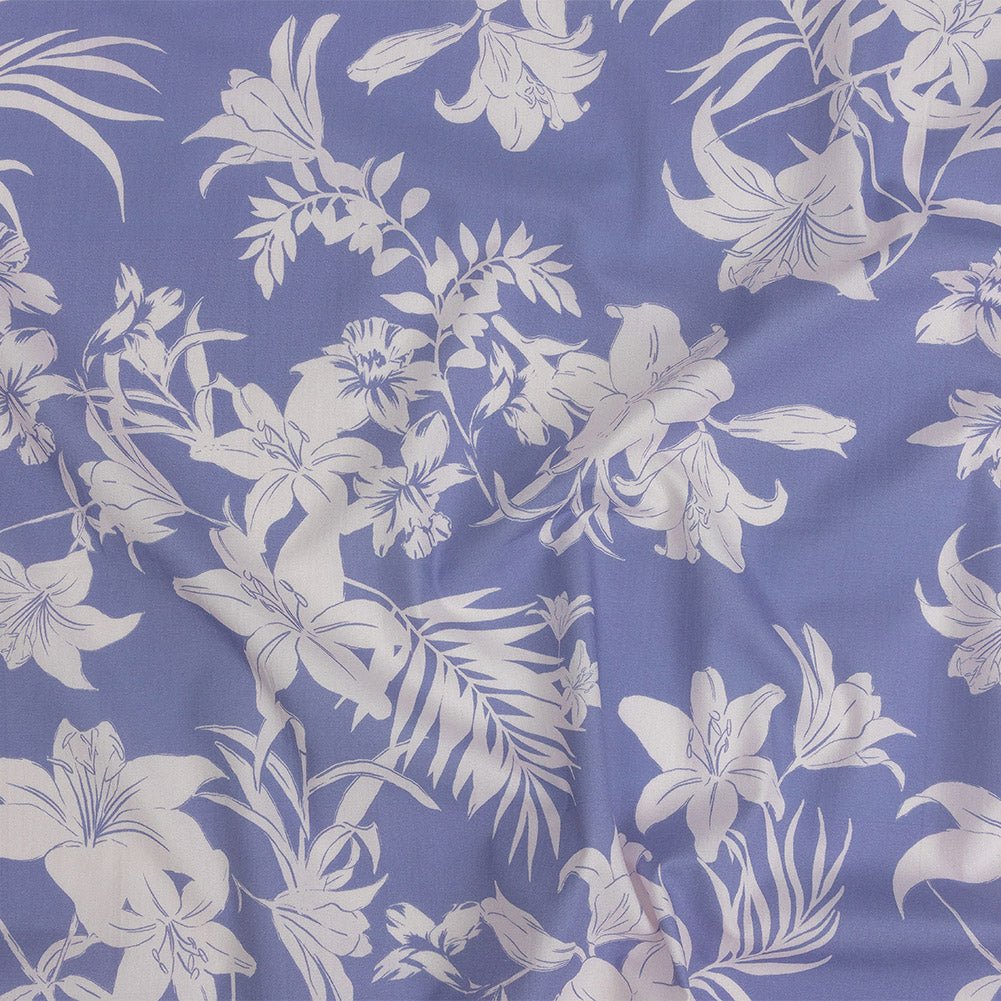 Cotton Poplin Print - Lilac and White Floral - Mood Exclusive Daylily Haze