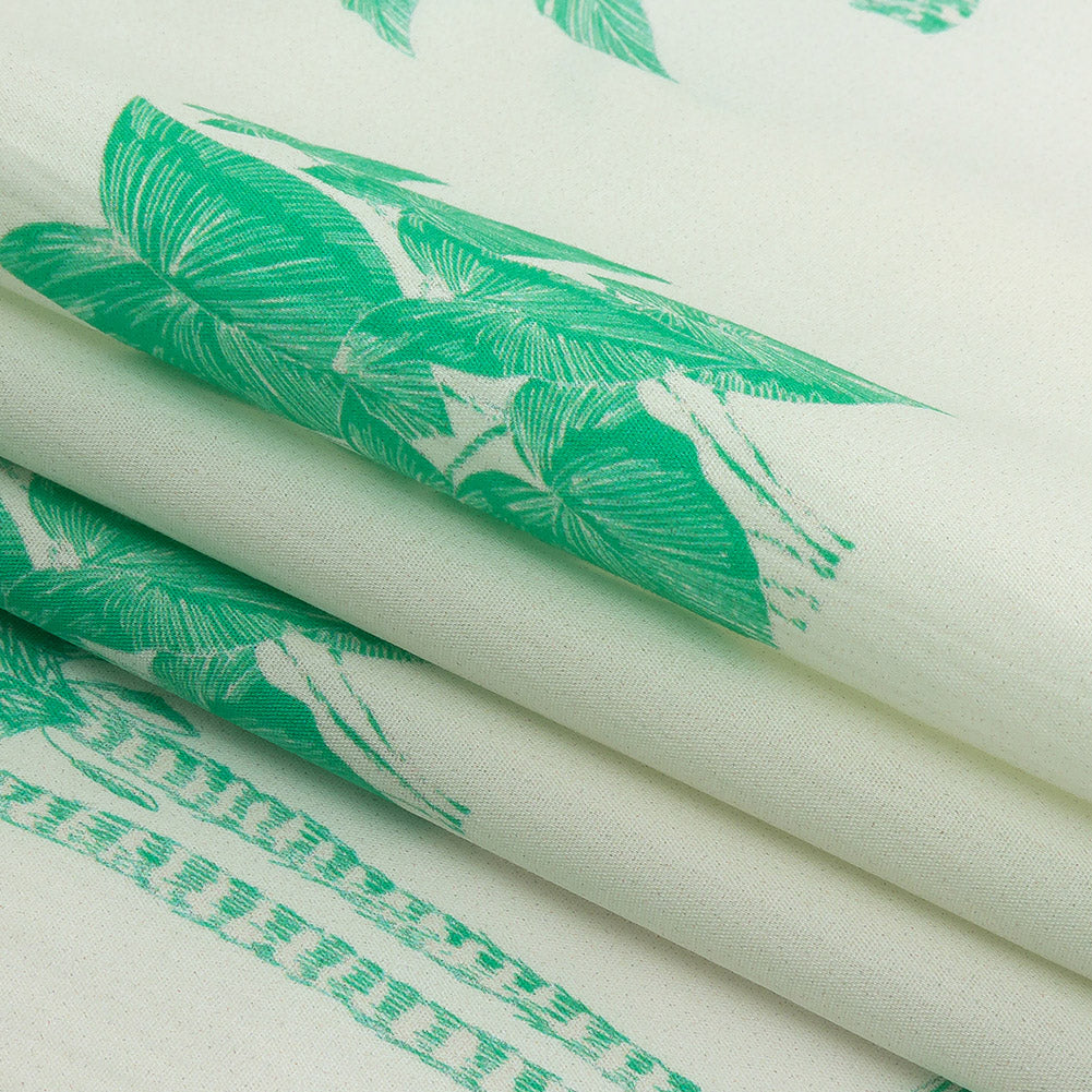 Cotton Poplin Print - Kelly Green and White Palm Trees - Mood Exclusive Sylvan Sanctuaries Folded