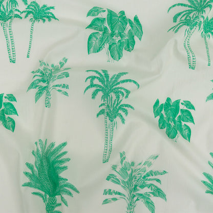 Cotton Poplin Print - Kelly Green and White Palm Trees - Mood Exclusive Sylvan Sanctuaries