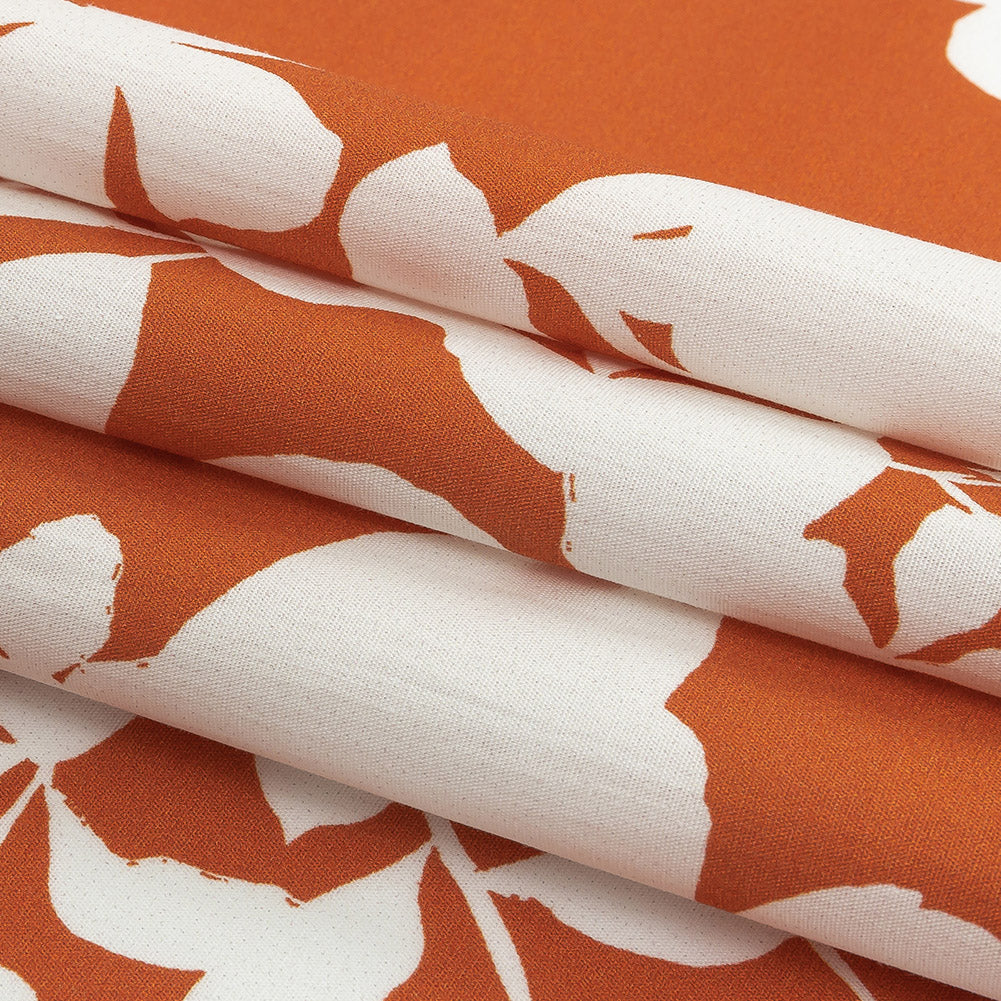 Cotton Poplin Print - Orange and White Floral - Mood Exclusive Sprouting Silhouettes Folded