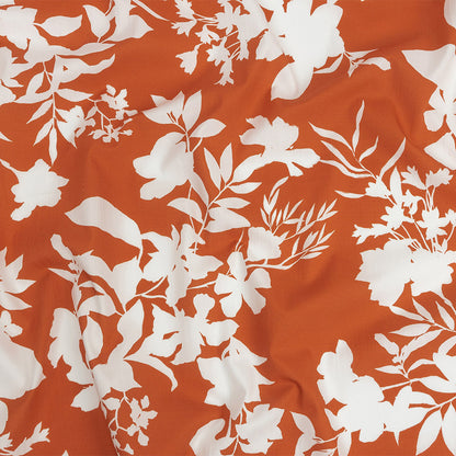 Cotton Poplin Print - Orange and White Floral - Mood Exclusive Sprouting Silhouettes