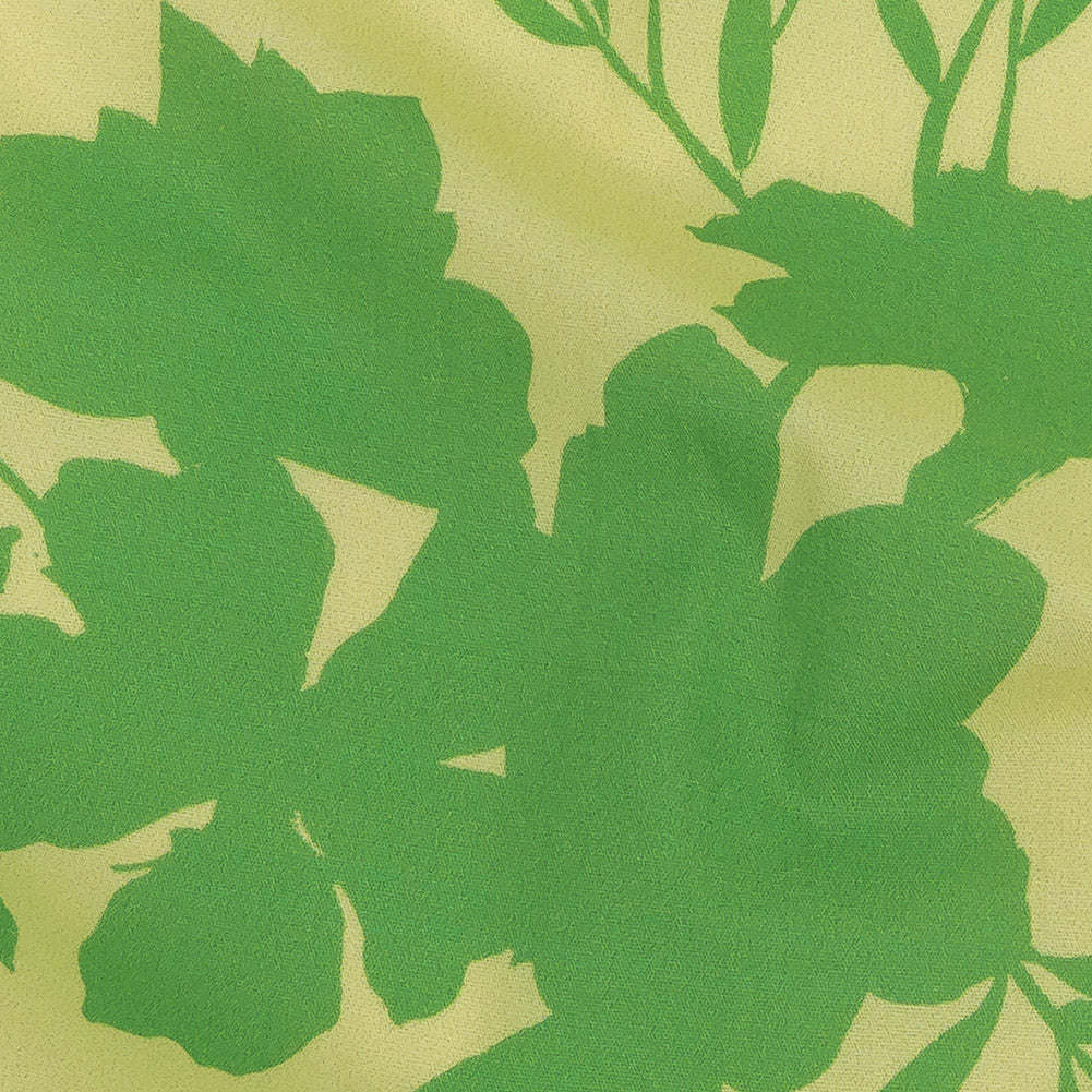 Cotton Poplin Print - Mellow Yellow and Green Floral - Mood Exclusive Sprouting Silhouettes Detail