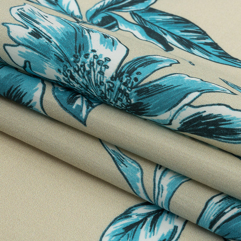 Cotton Poplin Print - Aqua Floral - Mood Exclusive Seaside Serenity Folded