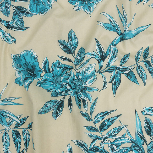 Cotton Poplin Print - Aqua Floral - Mood Exclusive Seaside Serenity
