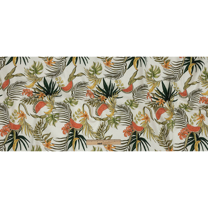 Stretch Cotton Twill Print - Green Palm Leaves and Fruit - Mood Exclusive Fruitful Circumstances Full