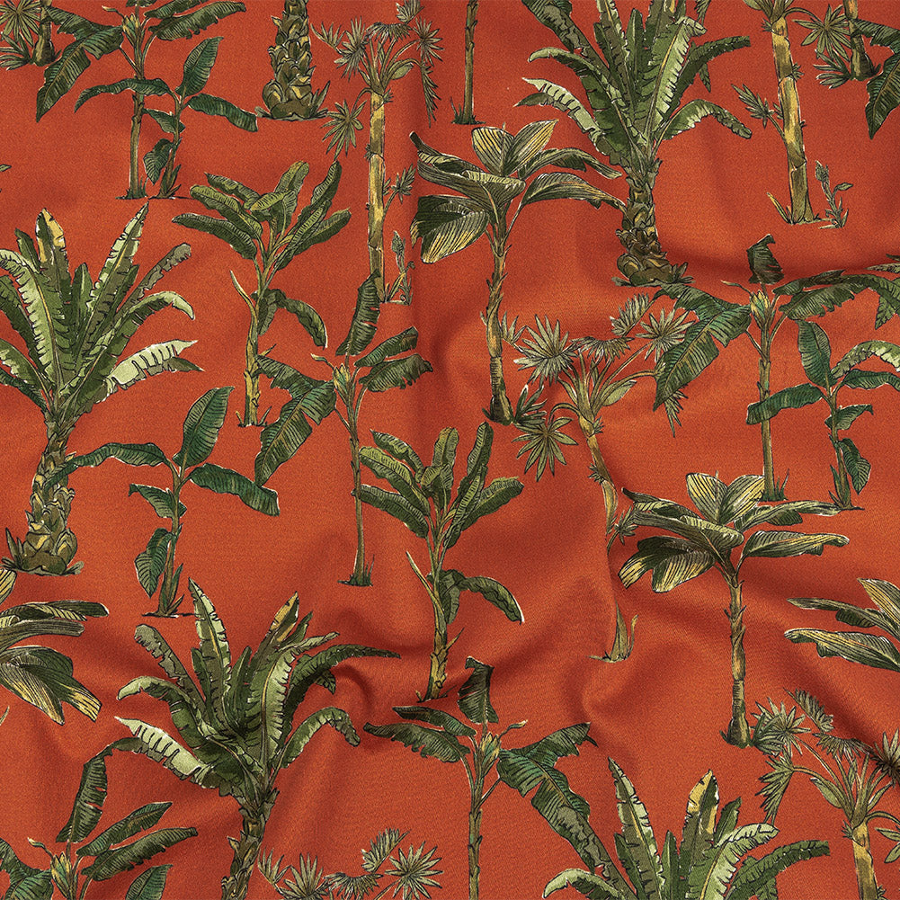 Mood Exclusive Red Orange Heart of Palm Stretch Cotton Sateen