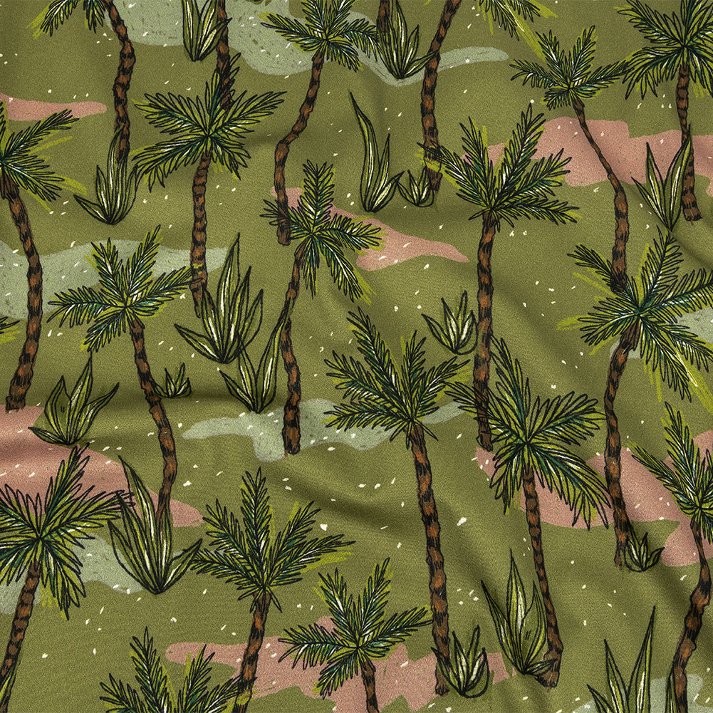 Mood Exclusive Olive Island Oasis Stretch Cotton Sateen