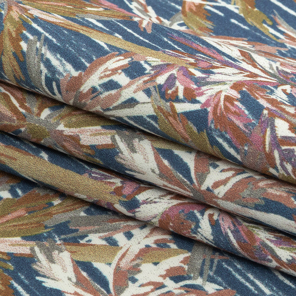 Mood Exclusive Marine Blue Tropical Storm Stretch Cotton Sateen Folded