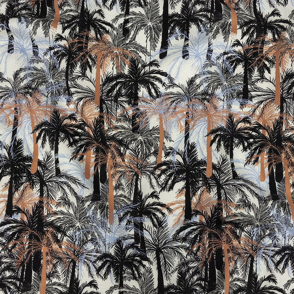 Mood Exclusive White Moonlit Palms Stretch Cotton Sateen