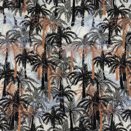 Mood Exclusive White Moonlit Palms Stretch Cotton Sateen