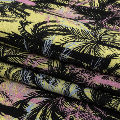 Mood Exclusive Yellow Moonlit Palms Stretch Cotton Sateen Folded
