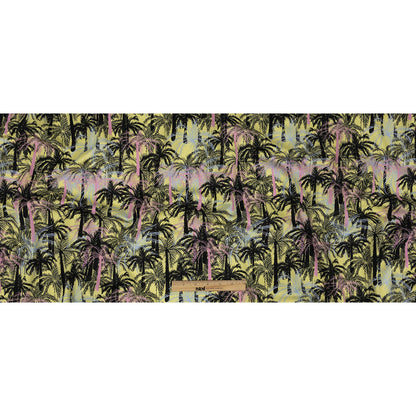 Mood Exclusive Yellow Moonlit Palms Stretch Cotton Sateen Full