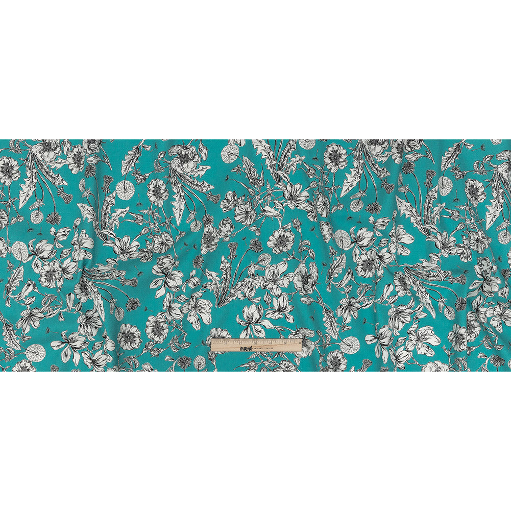 Mood Exclusive Turquoise Dandelion Drift Stretch Cotton Woven Full