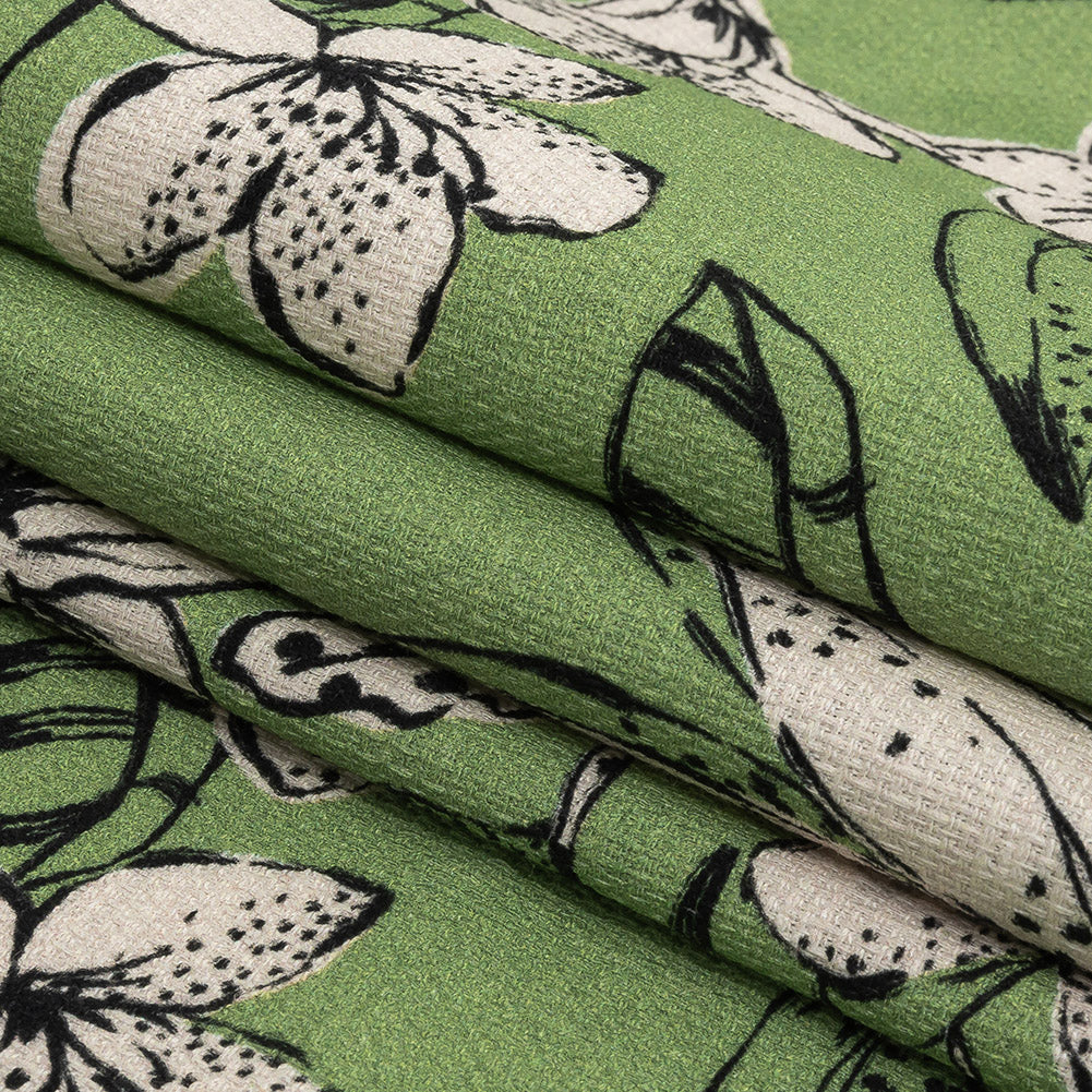 Mood Exclusive Green Warning Spots Stretch Cotton Woven Folded