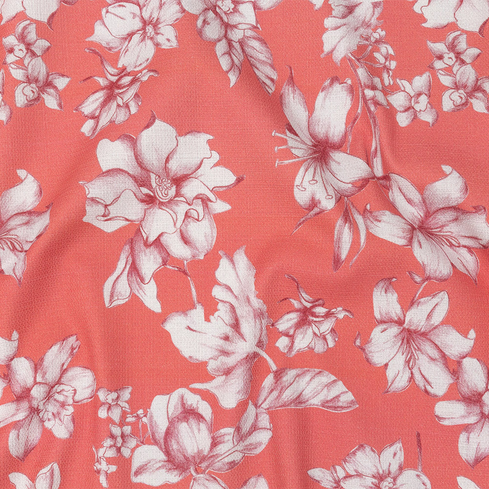 Mood Exclusive Coral Breath of Narcissus Stretch Cotton Woven