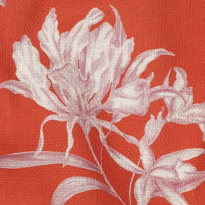Mood Exclusive Hot Coral Camellia Mirage Stretch Cotton Woven Detail