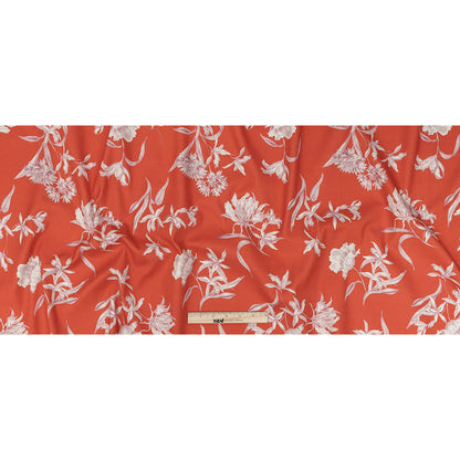 Mood Exclusive Hot Coral Camellia Mirage Stretch Cotton Woven Full