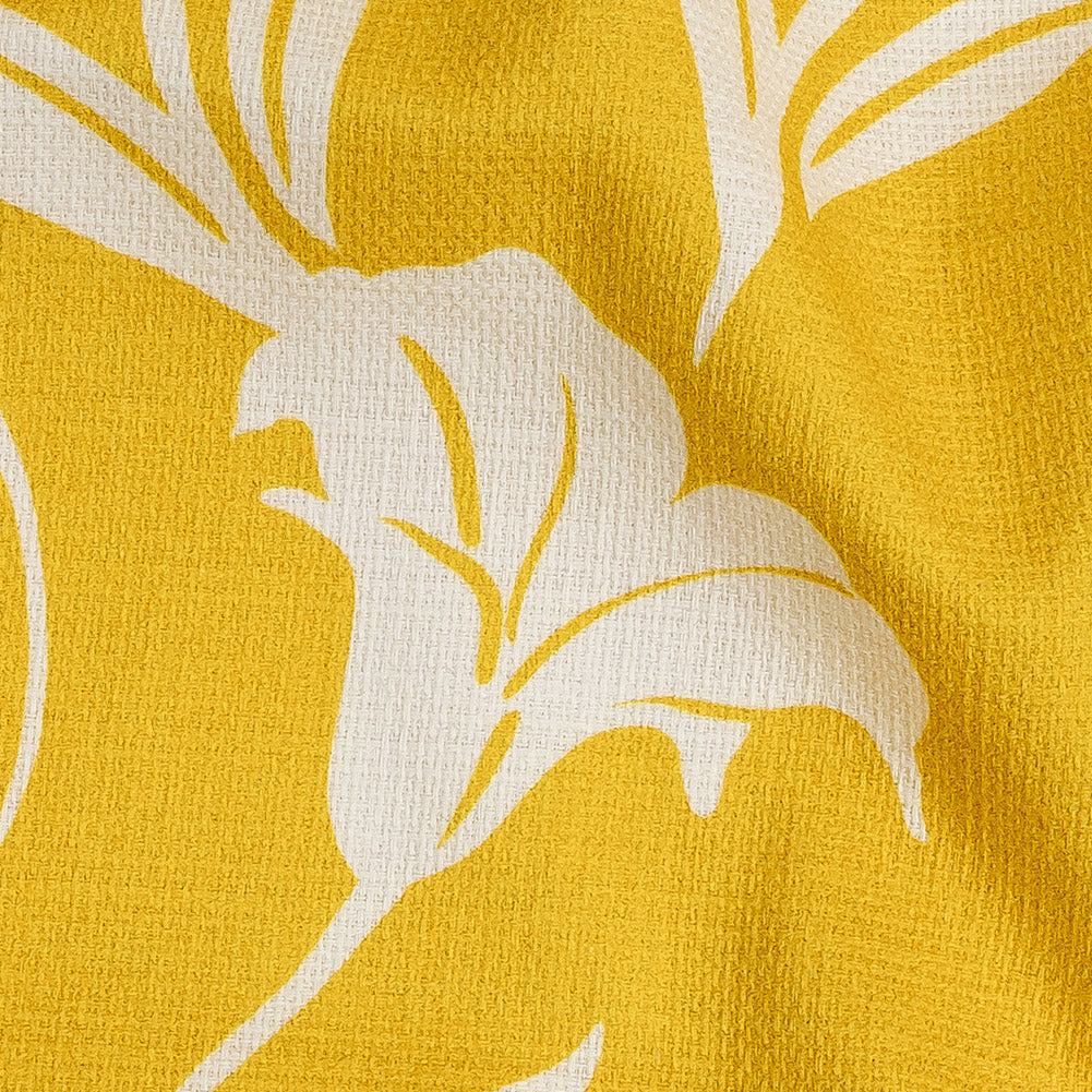 Mood Exclusive Yellow Bellflower Breeze Stretch Cotton Woven Detail