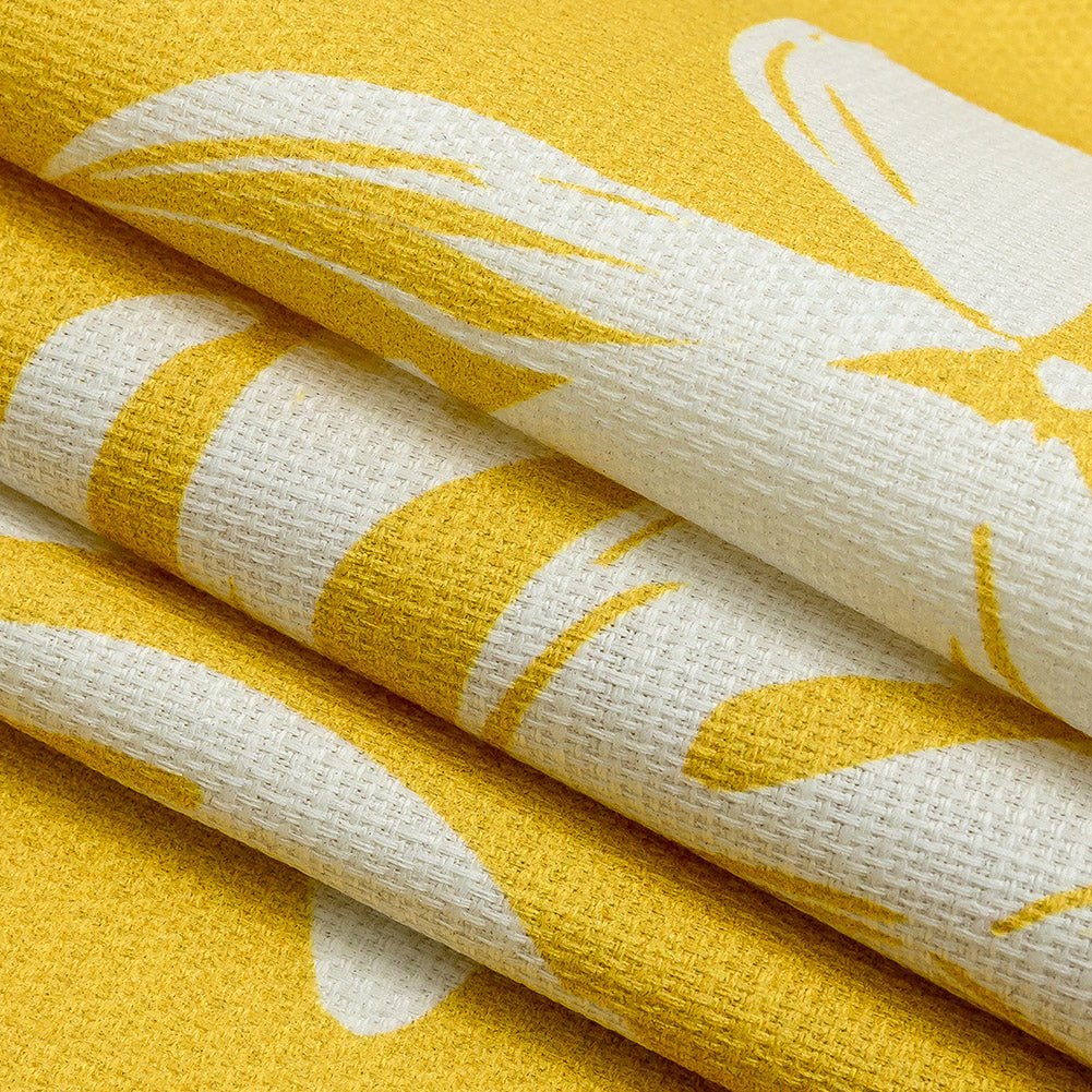 Mood Exclusive Yellow Feverish Foliage Stretch Cotton Woven Folded