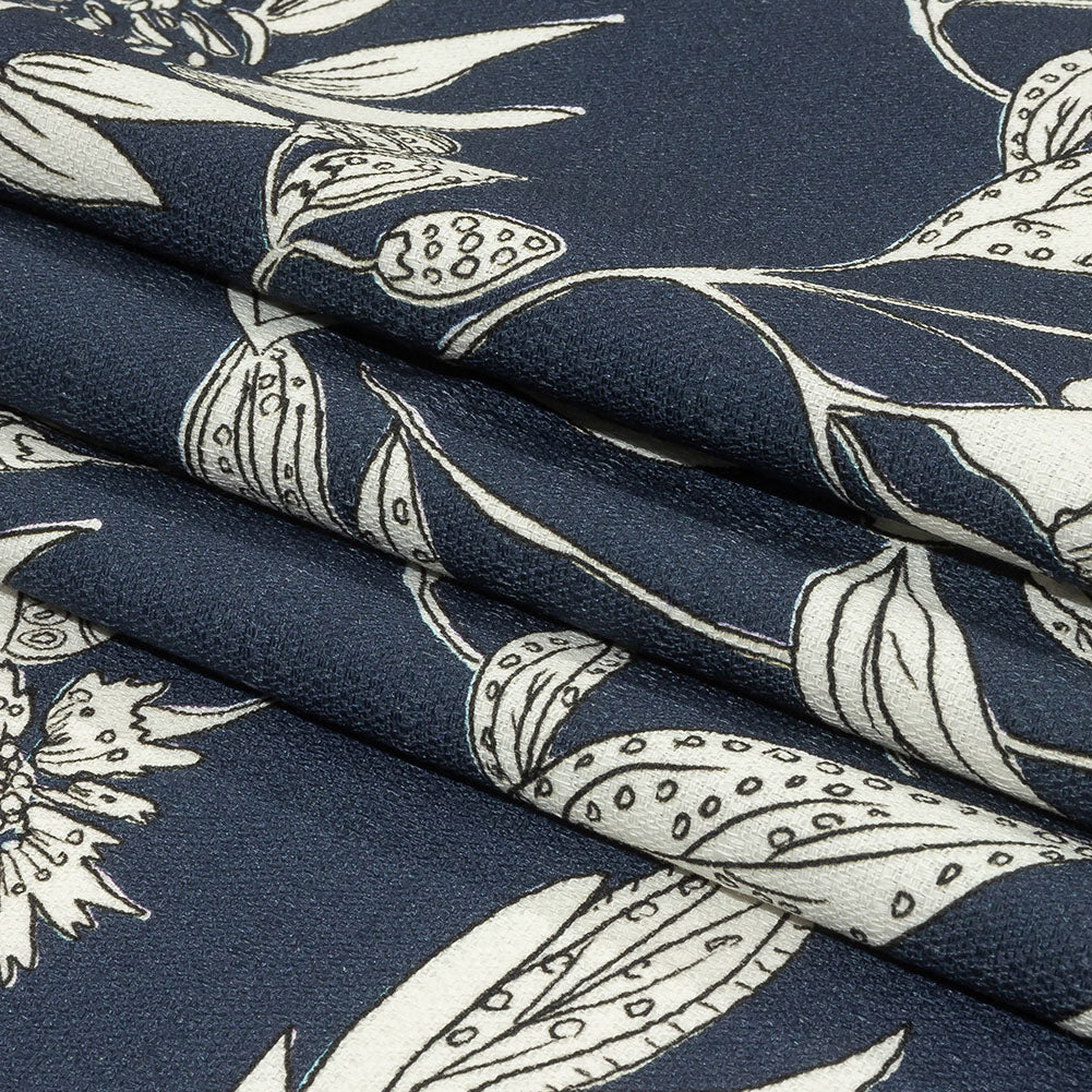 Mood Exclusive Blue Illustrated Cultivation Stretch Cotton Woven Folded