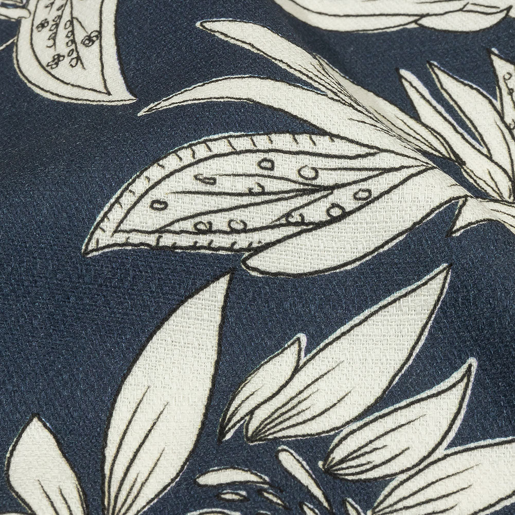 Mood Exclusive Blue Illustrated Cultivation Stretch Cotton Woven Detail
