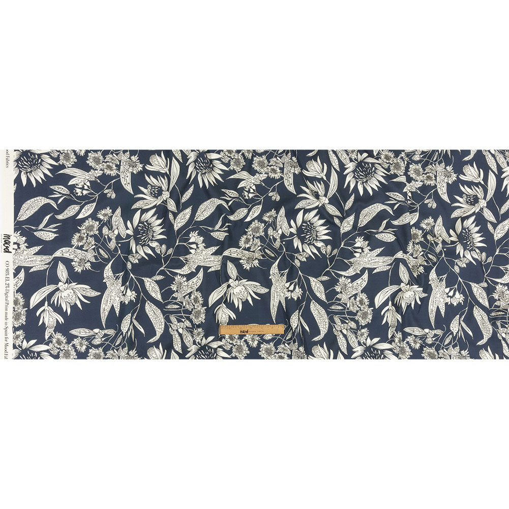 Mood Exclusive Blue Illustrated Cultivation Stretch Cotton Woven Full