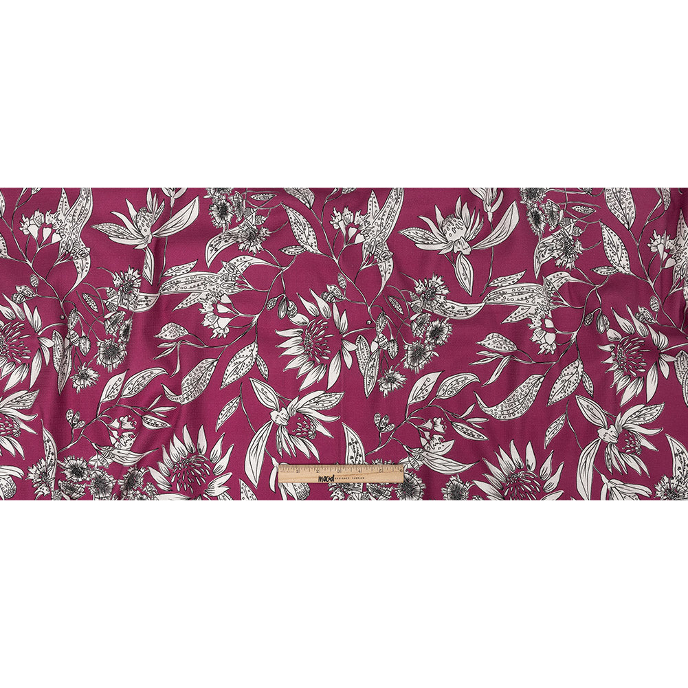 Mood Exclusive Pink Illustrated Cultivation Stretch Cotton Woven Full