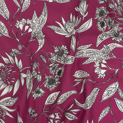 Mood Exclusive Pink Illustrated Cultivation Stretch Cotton Woven
