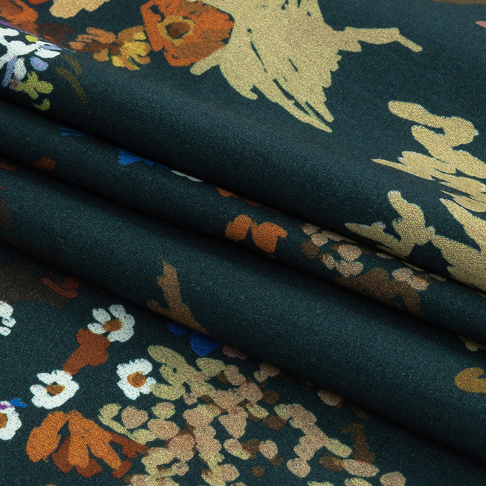 Mood Exclusive True Teal Just Because Bouquet Stretch Cotton Poplin Folded