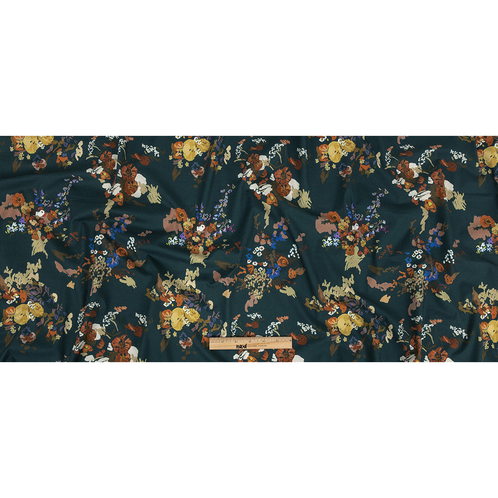 Mood Exclusive True Teal Just Because Bouquet Stretch Cotton Poplin Full