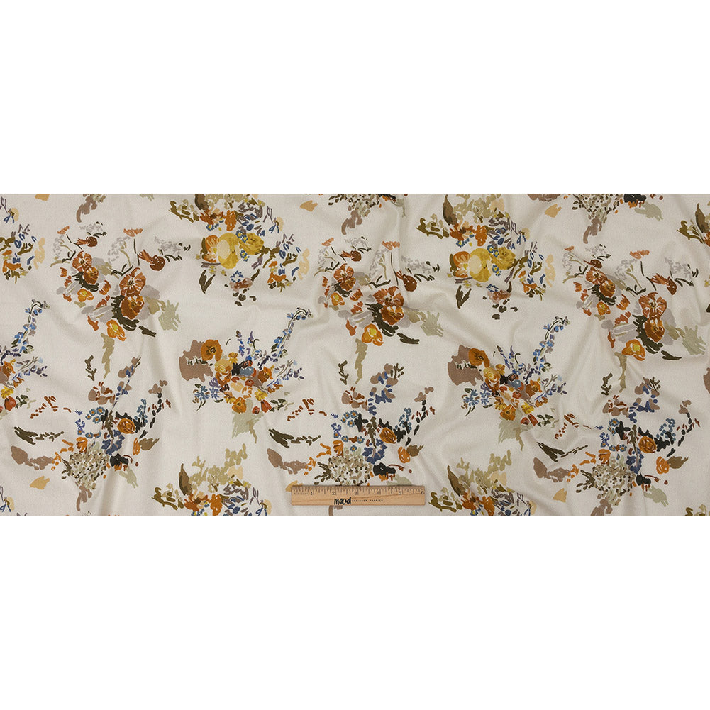 Mood Exclusive Ivory Just Because Bouquet Stretch Cotton Poplin Full