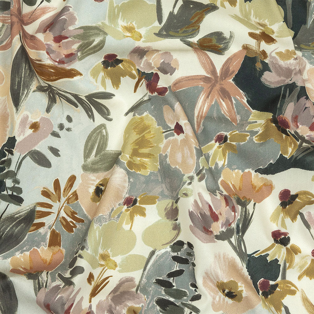 Mood Exclusive White Pastel Pageantry Stretch Cotton Poplin