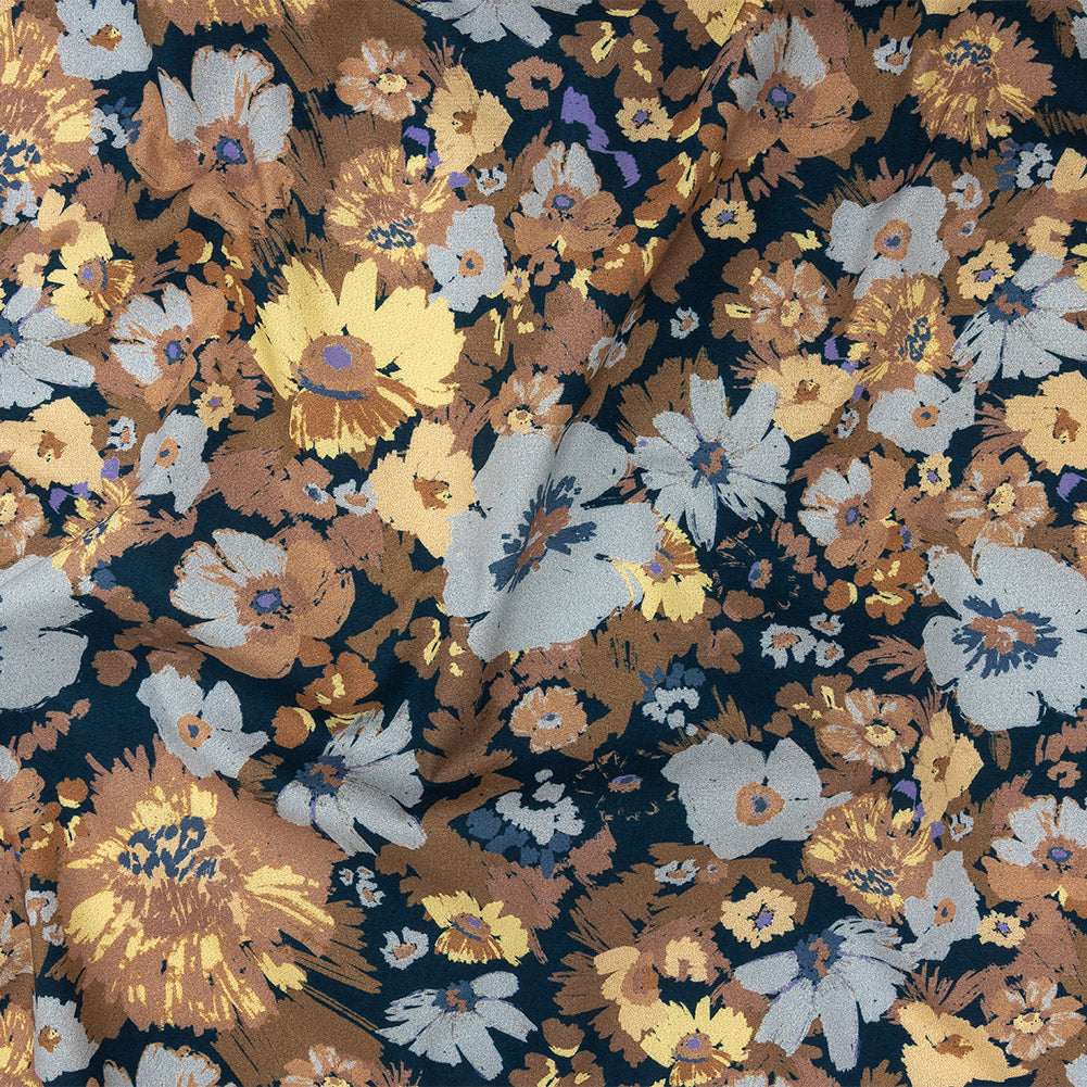 Mood Exclusive Marine Blue Zinnia Pop Stretch Cotton Poplin