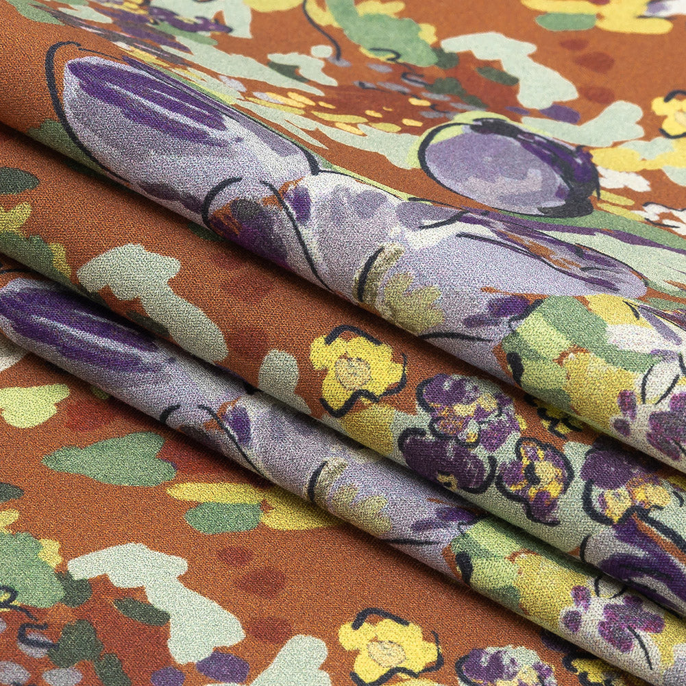 Mood Exclusive Burnt Orange Rock Rose Riot Stretch Cotton Poplin Folded