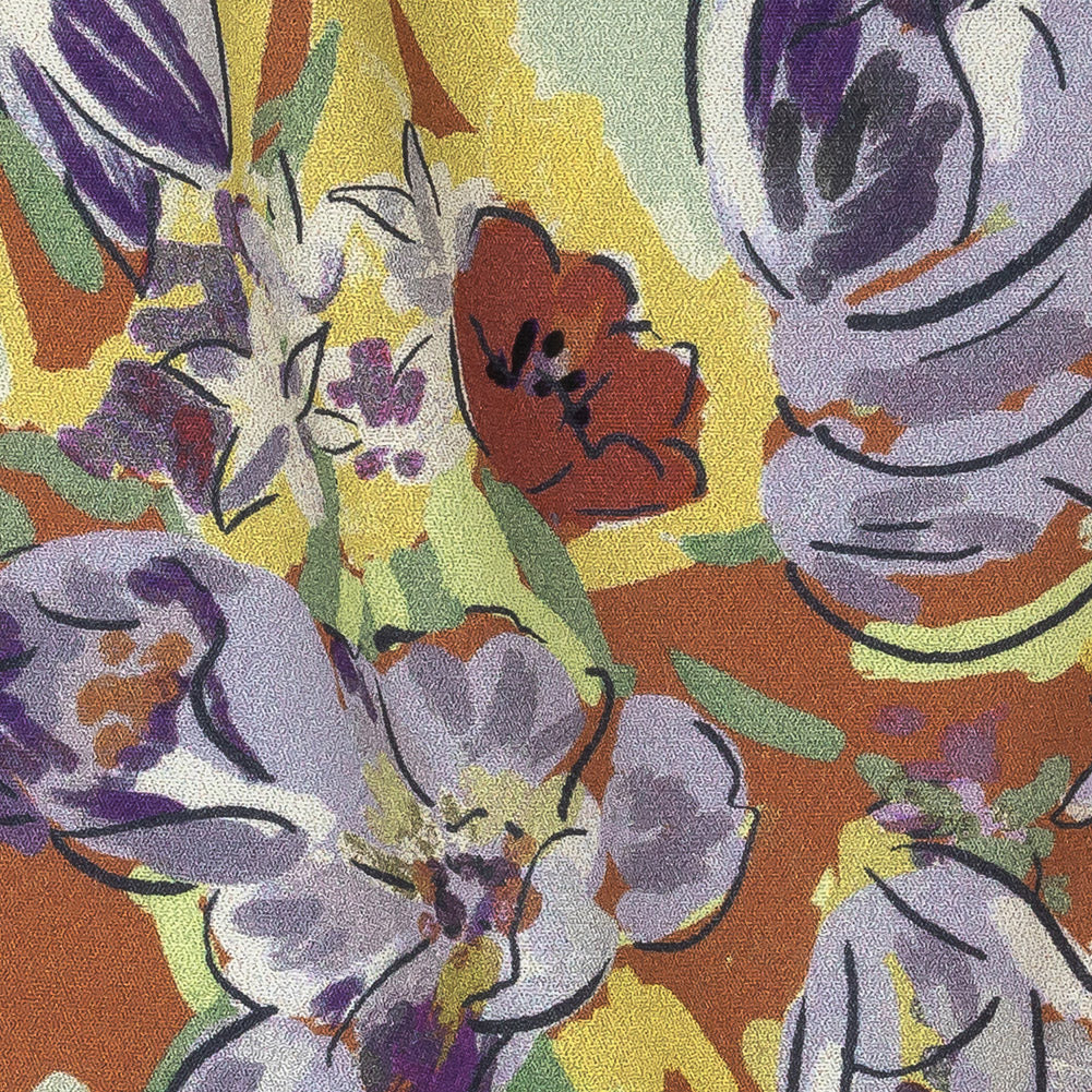 Mood Exclusive Burnt Orange Rock Rose Riot Stretch Cotton Poplin Detail