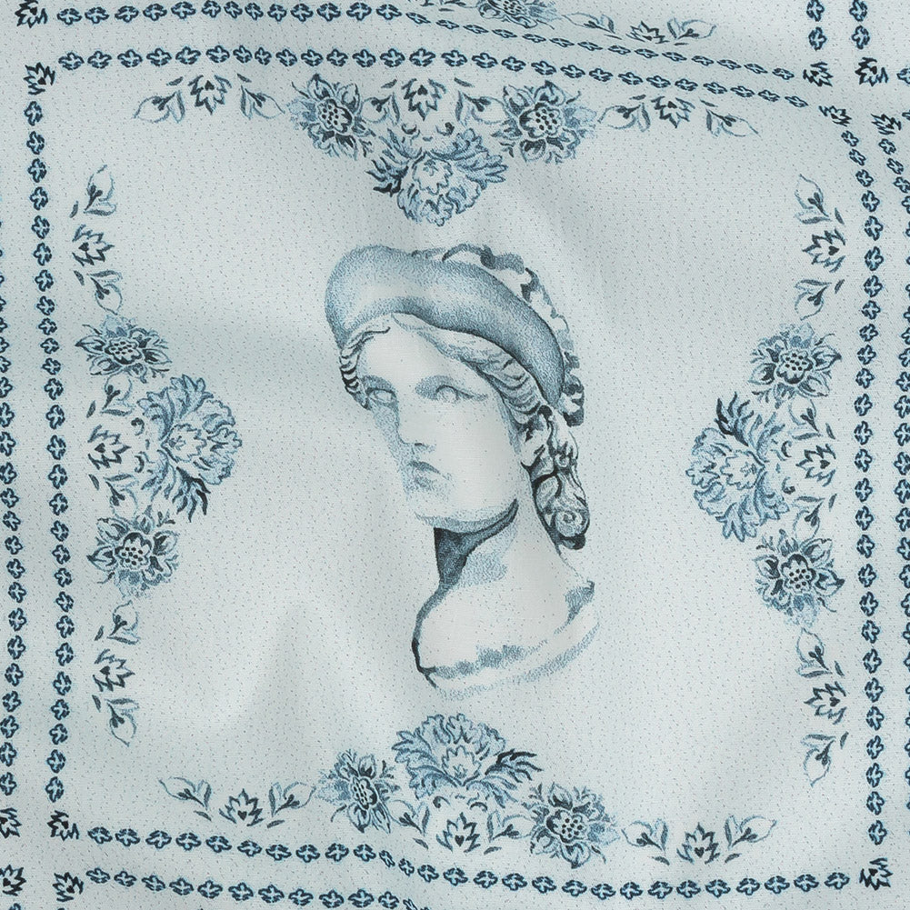 Mood Exclusive Sky Blue Busts of Antiquity Stretch Cotton Poplin Detail
