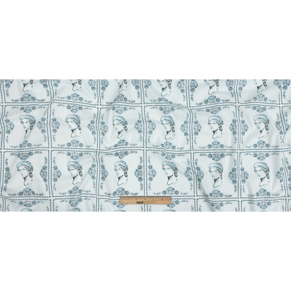 Mood Exclusive Sky Blue Busts of Antiquity Stretch Cotton Poplin Full