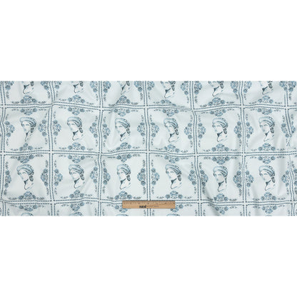 Mood Exclusive Sky Blue Busts of Antiquity Stretch Cotton Poplin Full