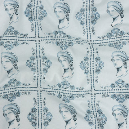 Mood Exclusive Sky Blue Busts of Antiquity Stretch Cotton Poplin