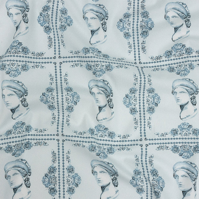 Mood Exclusive Sky Blue Busts of Antiquity Stretch Cotton Poplin