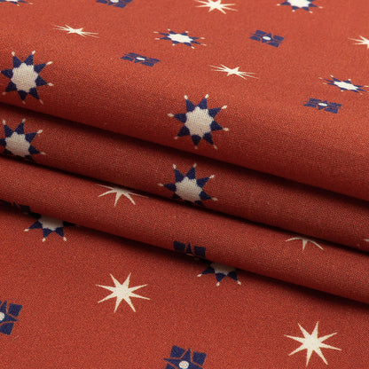 Mood Exclusive Orange Stars n’ Squares Stretch Cotton Poplin Folded