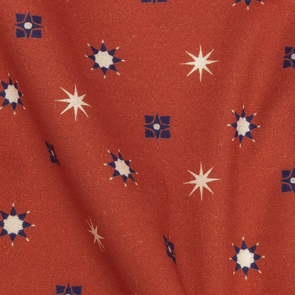 Mood Exclusive Orange Stars n’ Squares Stretch Cotton Poplin Detail